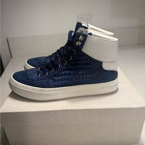 Jimmy Choo Blue and White High-Top Sneakers